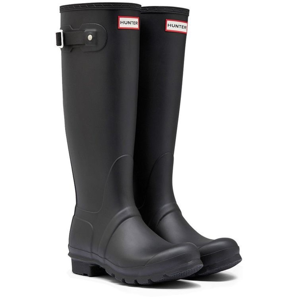 Tall black hunter rain boots